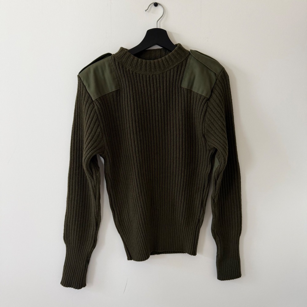 DSCP Valor Collection Mens 38 Wool Service Sweater Olive Green Military Ribbed